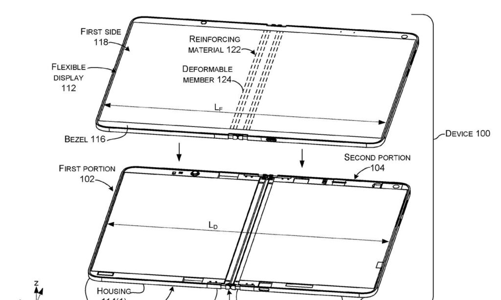Close-up detail of a modern foldable display and hinge mechanism