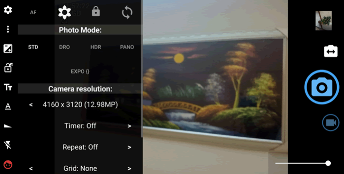Open Camera interface on Android device
