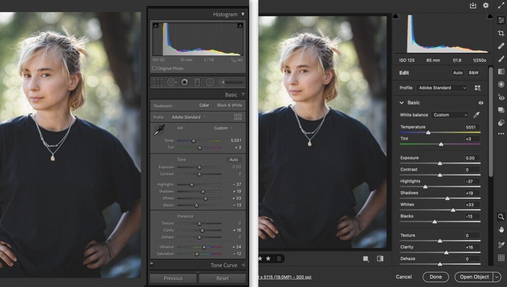 Adobe Photoshop Camera lens effects comparison