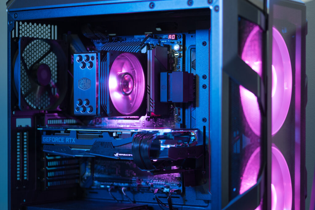high-performance air cooler installed in a modern gaming PC