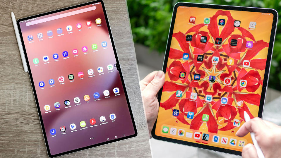 Side-by-side comparison of iPad Pro and Galaxy Tab S10 Ultra