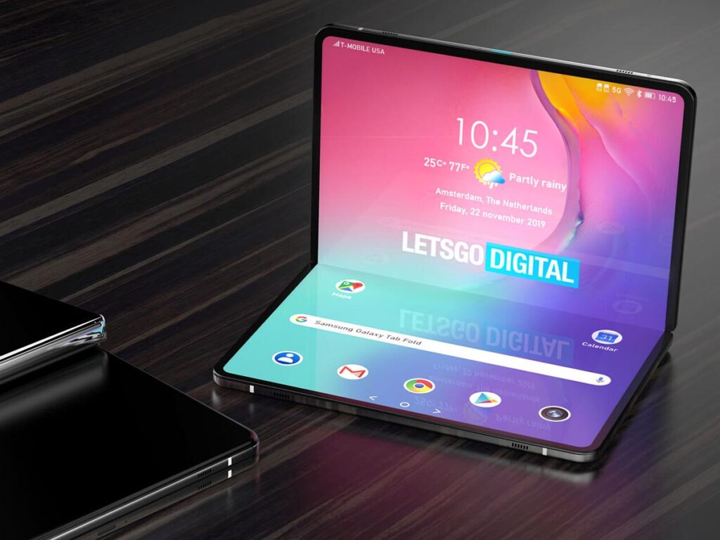 Person using a foldable tablet in different configurations for work and entertainment