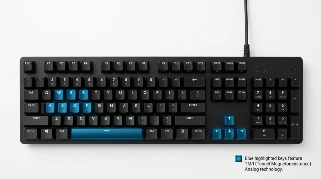 Logitech G512 X 39 TMR switch bed key positions layout diagram