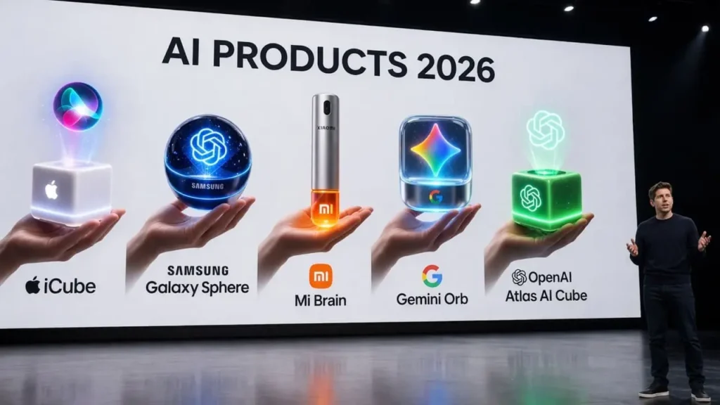 Infographic showing top smart gadgets 2026 trends including AI wearables and smart home hubs.