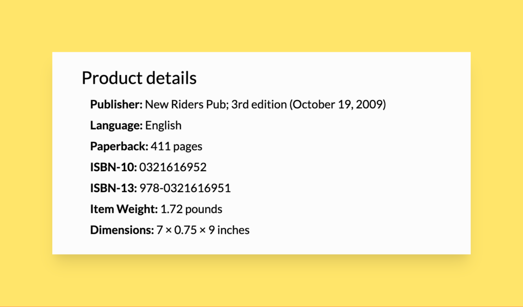 HTML description list