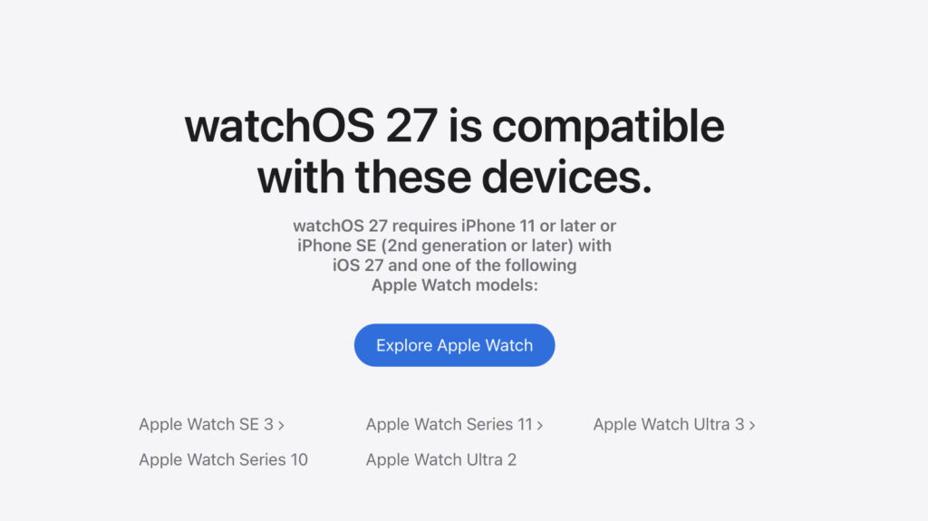 watchOS 27 compatibility